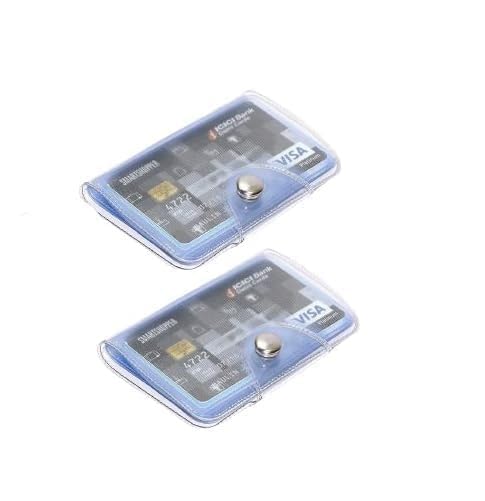 pack of 2 transparent atm visiting business credit card holder wallet for men and womens with 10 clear pvc plastic pockets slots holds upto 20 cards