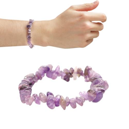 GNALIA 1 Pulsera Amatista Violeta Talla Única, Piedra Natural, Joya Espiritual Y Protectora