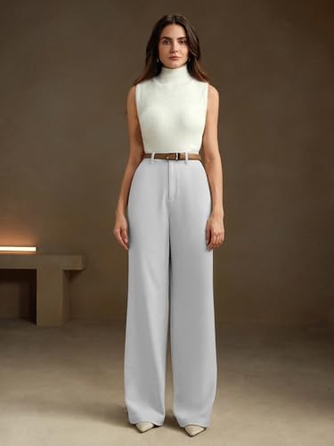 Image of KERI PERRY Trousers for Woman Pants Women's Formal Office Korean | Black Beige Track Pant | Straight | Cotton Spandex Stretchable Trouser | High-Waisted Bottom Wear