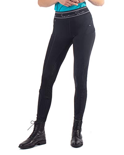 QHP Jodie - Pantalones de equitación con bolsillos laterales de malla Negro 36 Cover
