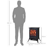 HOMCOM Electric Stove Heater with Realistic Flame Effect, 2000W Portable Indoor Freestanding Electric Fireplace with Adjustable Thermostat, Black - Image 7