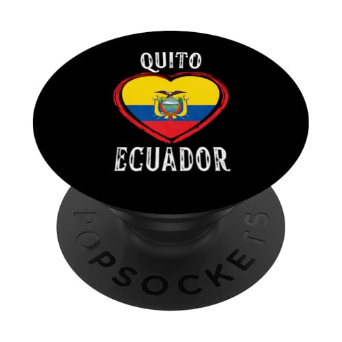 Ecuador Flag Heart Quito City PopSockets PopGrip Adhésif