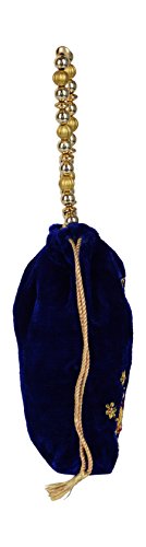 Image of TOOBA Handicraft Women's Embroidered Clutch Purse | Designer Handbag with Golden Floral & Pearl Work | Wedding, Cocktail, Party & Bridal Gift Bag for Women & Girls