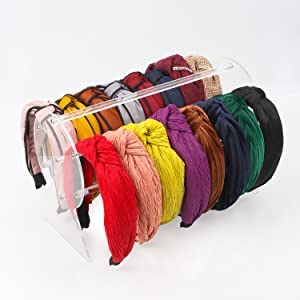 Miniatura 5 de AOFLLU Soporte para diadema de acrílico, 2 unidades, organizador de diadema transparente, soporte de exhibición para diadema, estante de