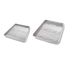 USA Pan Half & Quarter Sheet Baking Pan and Bakeable Nonstick Cooling Rack Set, Metal