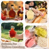 Condition photo showing New/Like New for 12pcs glass maple syrup bottles clear reusable glass bottles with lids loop handle and maple syrup jars container for milk potion juice sauce oil storage gift(8oz)