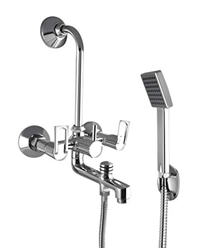 10X Brass Wall Mixer 3 In 1 For Bathroom WM-7440 With Bend Pipe & Hand Shower With 1 Meter Tube For Rs. 2611 @ 53 %