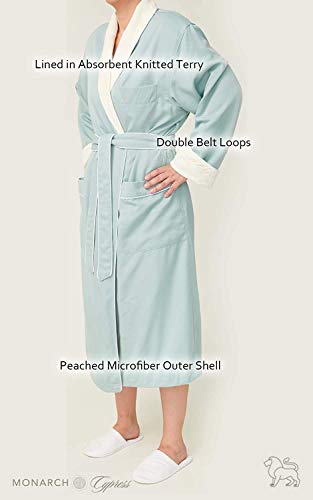 Monarch Terry Lined Microfiber Bathrobe For Women - Super Soft, Combed Cotton, Polyester For Absorbency, Luxury Spa, Resort And Hotel Bathrobe Cypress #TOP3