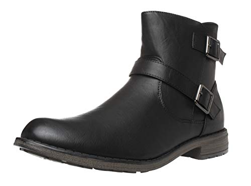 Fitters Footwear That Fits Dames Botte de Cheville Silvia PU Bottines à Boucle Talon Large (42 EU, Noires) Cover