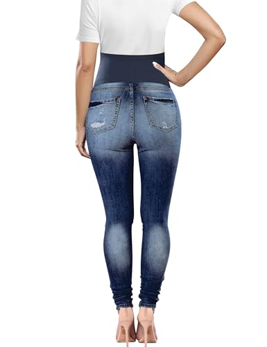 Image of Maternity Jeans Over The Belly Slim Stretch Maternity Work Pants and Pocket