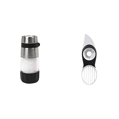 OXO Good Grips Accent Mess-Free Salt Grinder & Good Grips 3-in-1 Avocado Slicer - White