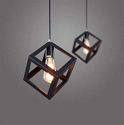 Iluminación interior moderna con lámpara de techo industrial de metal en cubo para espacios acogedores 6