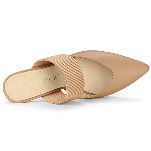 Allegra K Allegra K Women's Pointed Toe Elastic Strap Stiletto Heels Nude Mules 9.5 M US