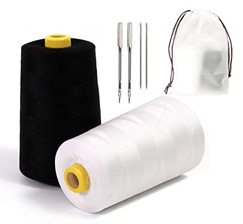 Sylon - Bobinas de Hilo de Coser (2 Unidades, poliéster, 6000 m), Color Negro y Blanco