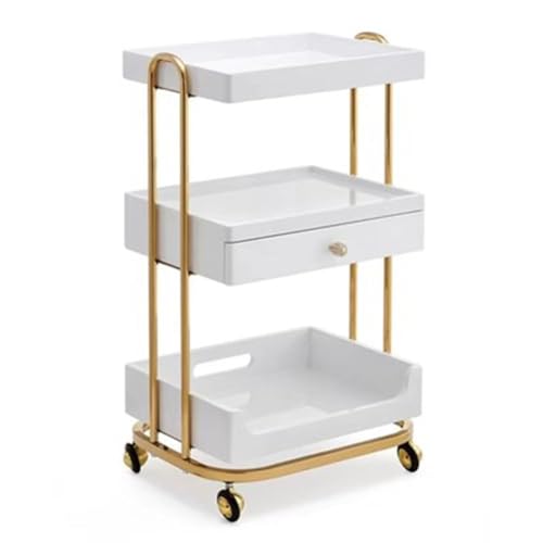 Carrito rodante multiusos con ruedas para salón, spa, dormitorio, baño y organización de oficina y almacenamiento móvil