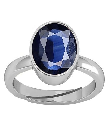 Bague saphir bleu naturel de Ceylan 16 carats en argent sterling d'exception
