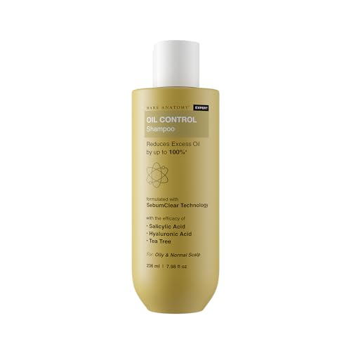 Bare Anatomy Oil Control Shampoo | Sulphate & Paraben Free | Reduces Excess Oil by Up to 100% | Salicylic Acid + Hyaluronic Acid + Tea Tree | Suitable for Oily Scalp & Dry Ends | For Women & Men | 236ml