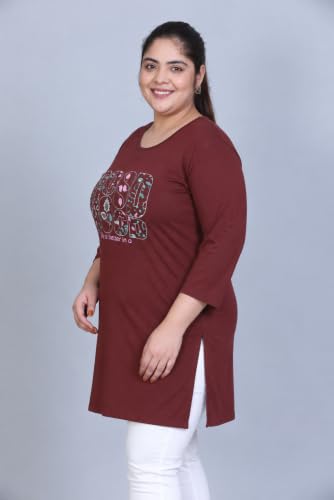 Image of RYSH Women's Plus Size Printed Nightshirt | Round Neck | 3 /4 Sleeve | Relaxed Fit Long Nightwear Top |