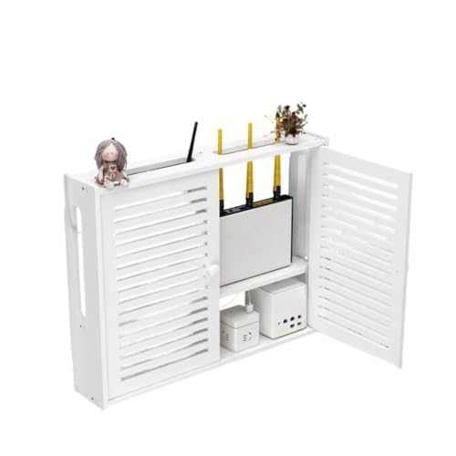 Giawkca 壁掛けルーター収納キャビネットワイヤー装飾ボックスパンチングマシンスリーブジャンクションボックス壁掛けワイヤレスルーター装飾ボックス収納ラック (C-S)