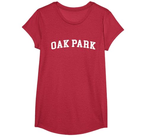 Oak Park T-Shirt, Girls, Red Heather, Medium