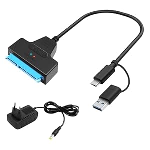 SATA USB Adapter Kabel für 2.5 3.5 Zoll HDD SSD Sata Festplatten Adapter USB 3.0 SATA III Konverter mit Netzteil für Windows Mac Linux Kompatibel mit Internen Festplatten Externen