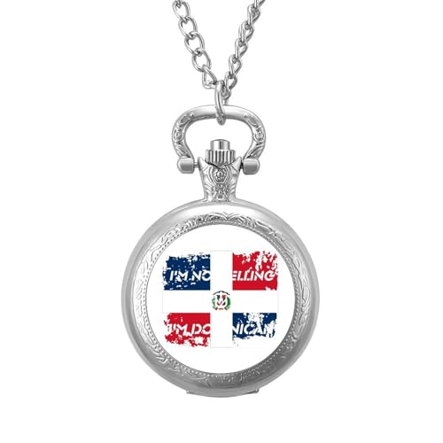 I'm-Not-Yelling-I'm-Dominican Vintage Pocket Watch with Chain Numerals Scale Christmas Graduation Birthday Gifts Valentine's Day Silver-Style