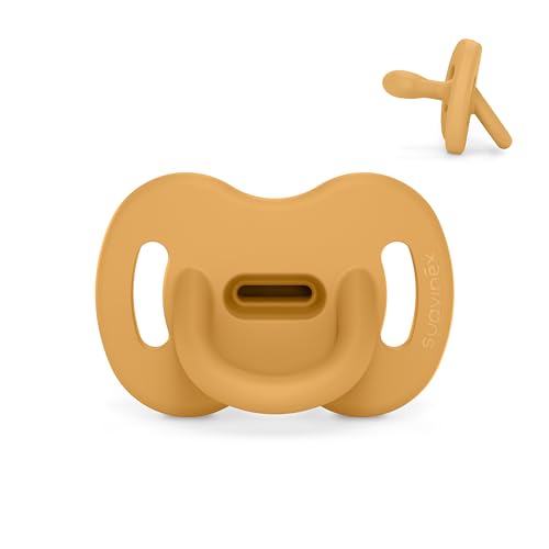 Suavinex, Chupete Todo Silicona, para Bebés 0/6 Meses y Recién Nacidos, Tetina Fisiológica Sx Pro, Blandito y Flexible, Ideal para Dormir, Respeta el Desarrollo Bucodental, Colour Essence, Honey