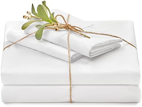Chanasya Ultra Soft Embossed White Queen Bed Sheets Set 4-Piece - Percale Microfiber Hypoallergenic - Fitted Sheet Flat Sheet & Pillow Cases - Deep Pocket Breathable Wrinkle Resistant (Queen) White
