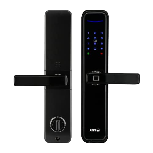 ABEZ AM30i Smart Door Lock, Digital Door Lock with 5 way unlocking Fingerprint/Biometric| RFID Card Access| PIN| Mechanical Key |Mobile Usmartgo App-OTP Access. Compatible with Metal ,Wooden Door with 30mm thick ,for Home and Office use. Universal left and right handle rotation. Stainless steel Mortise with 5 Bolts.