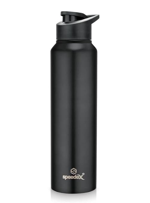 Speedex Stainless Steel Water Bottle 1 litre, Water Bottles For Fridge, School,Gym,Home,office,Boys, Girls, Kids, Leak Proof(BLACK COLOUR, SIPPER CAP, SET OF 1, 1000 ML) at Rs. 270