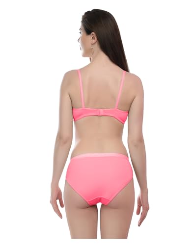 Image of Women's Cotton Blend Lingerie Set - Non-Wired Padded Bra with Mid-Waist Hipster Panty (Comfort Fit