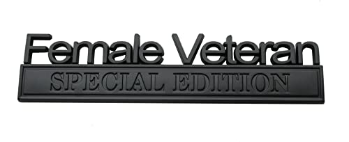 Image of Female Veteran Edition Special Emblem Car Decal, Warrior Soldier 3D Sticker, Female Veteran Special Edition Letters Car Badges, Accessories (Matte Black)