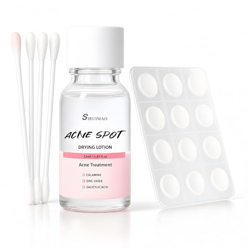 SIRUIMAO Premium Acne Spot Drying Lotion Kit with Swab Overnight Acne Treatment For Face Dry Out Pimples Blemishes Zits And Clean Pores 12ml / 0.41 FlOz