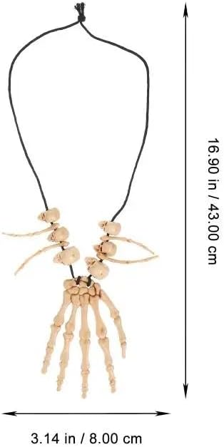 Halloween Skeleton Necklaces, 2Pcs Skull Hand Bone Pendant, Cosplay Costume Jewelry Accessories - Image 6