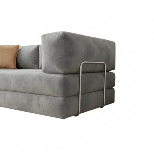 Image of Torque Vegas Three Seater Sofa Cum Bed for Sleeping-Grey | Premium Suede Fabric 3-Seater Double Foam Fold Out Sofas Bed | Convertible 3-in-1 Sofa Cuma Bed for Office