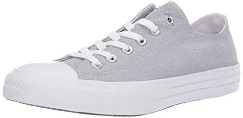 Converse Women's Unisex Chuck Taylor All Star Washed Low Top Sneaker, Wolf Grey/White/White, 4 M US