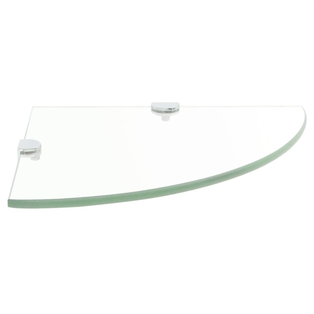 Tomostar Étagère d'angle en Verre Trempé, Étagère Salle de Bain Murale ave Supports chromés Verre Transparent 25 x 25 cm