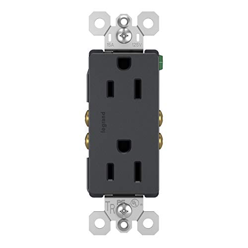 Legrand radiant 885TRGCC12 15 Amp Tamper Resistant Decorator Duplex Outlet, Side Wire or Push Wire, Graphite (1 Count)