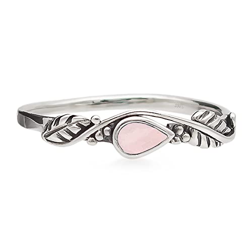 Bague en argent sterling 925 en quartz rose - Style solitaire - Pour femme et fille, Argent sterling Pierre précieuse quartz rose argent sterling, Quartz