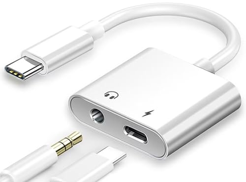 AKWOR USB C to 3.5mm Headphone and Charger Adapter, USB C Splitter 1 in 2 Out, USB C Headphone Adapter for iPhone 15, Samsung, iPad Pro, MacBook Pro/Air M1 M2 and More Type C Phone/Tablet/Laptop