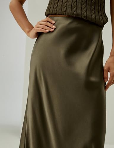 LilySilk Versatile Double-Faced Silk Charmeuse Skirt for Women Maxi Length Straight Cut Long Flare Hem Bottom Dress3