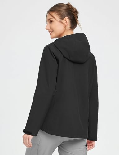 Baleaf Women's Waterproof Black Medium Hooded Rain Jacket for Hiking and Travel - Image 5