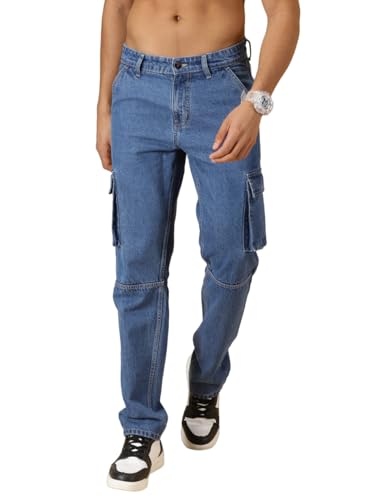 Image of Thomas Scott Men Mid Rise Relaxed Fit Cargo Jeans
