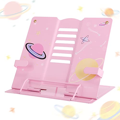 Buchständer, Buchstützen, Leseständer Kochbuchhalter 6 Stufen Verstellbar Metall Faltbar Multifunktions Rutschfest Buchständer Kinder für Küche, Arbeitszimmer, Büro, Schule Cover