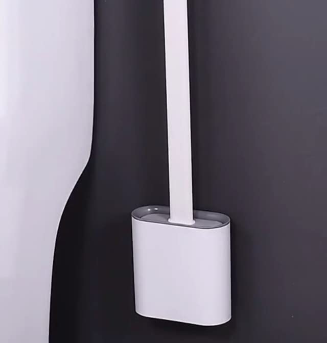 OXSAM Toilet Brush in Silicone Material with Hard Plastic Holder Comes with Slim Flex Brush Anti-drip Set, No-Slip Long Handle Soft Silicone Bristles (Multicolor) (Pack of 3) 4
