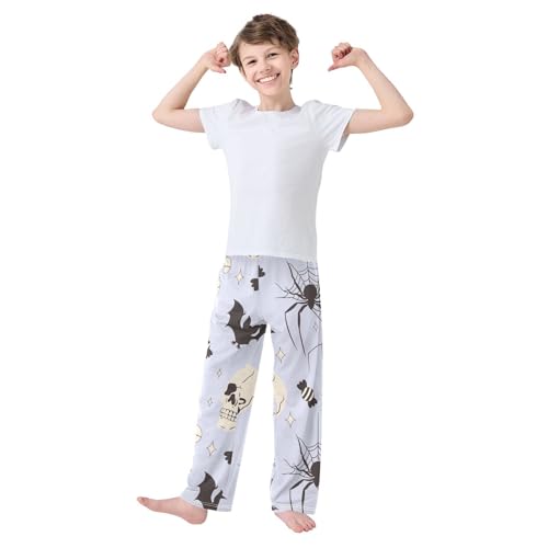 Skulls Spiders Boys Pants Boys Athletic Pants Long Pant for Boywith Pockets Wide-Leg Size 6-14Y3