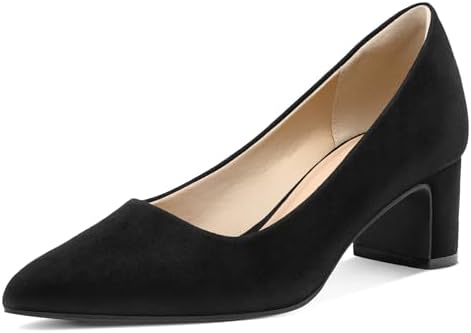 mysoft Women's Pointed Toe Pumps 2 Inch Chunky Block Low Heels Dr...