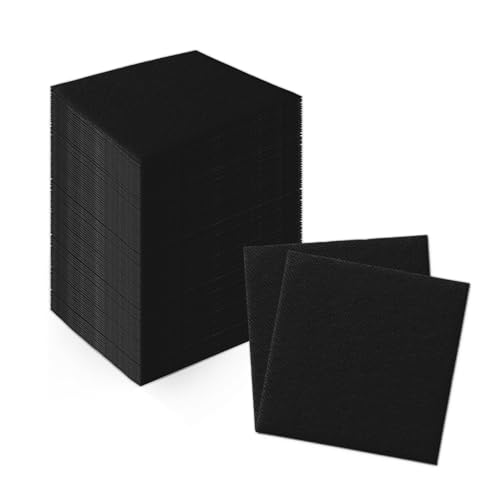 Faliuepe Black Cocktail Napkins Linen-Feel Disposable Paper Napkins Beverage Napkins for Weddings Parties and Dinners-20x20cm 100pack