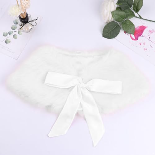 MSemis Kids Girls Fur Flower Bolero Shrug Jacket Shoulder Cape Bridesmaid Party Shawl Stole Shrug3