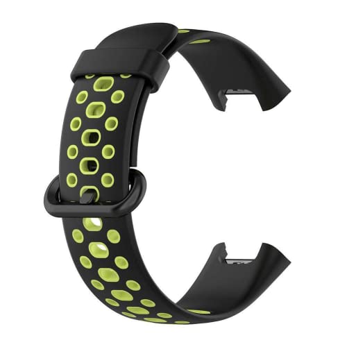 Image of YODI Soft Silicone With Metal Buckal Classic Strap Bands for Redmi Watch 2 Lite /Redmi GPS Smart Watch Only, Comfort and Flexible Straps for Men Women and Kids (BLACK-GREEN)